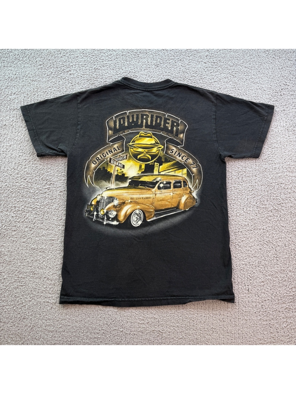 Lowrider Magazine Gold Lowrider Graphic T-Shirt Black Men's Medium Cholo Cars